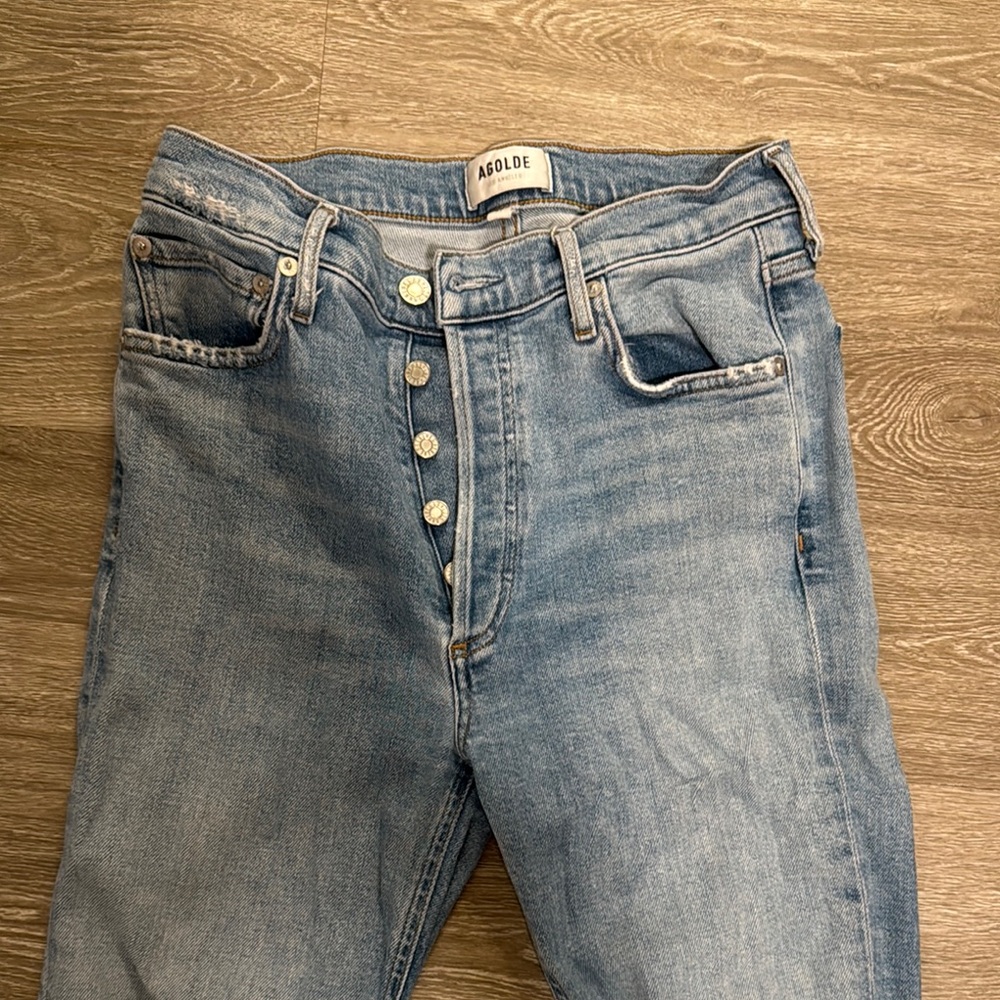 Agolde Sky Blue Button-Fly Jeans